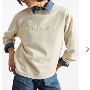 Woolrich Pure Cotton Crewneck Sweatshirt with Embroidered Lettering on the Chest
